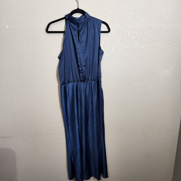 Pretty Garden Dress Medium Satin Maxi Keyhole Back Elastic Waist NWT - Picture 3 of 15